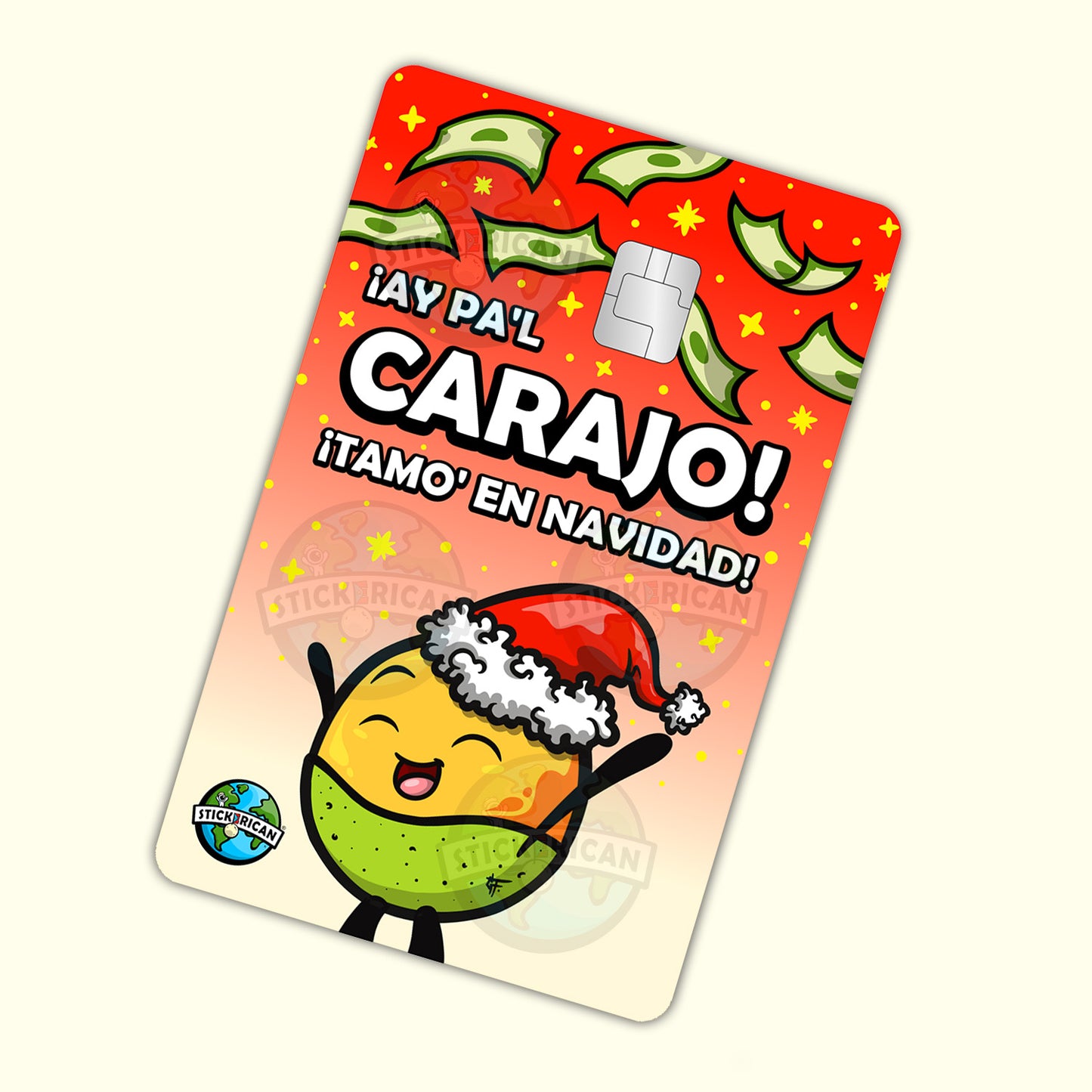 Ay Pa'l Carajo, Tamo' en Navidad - Sticker para Tarjeta de Crédito