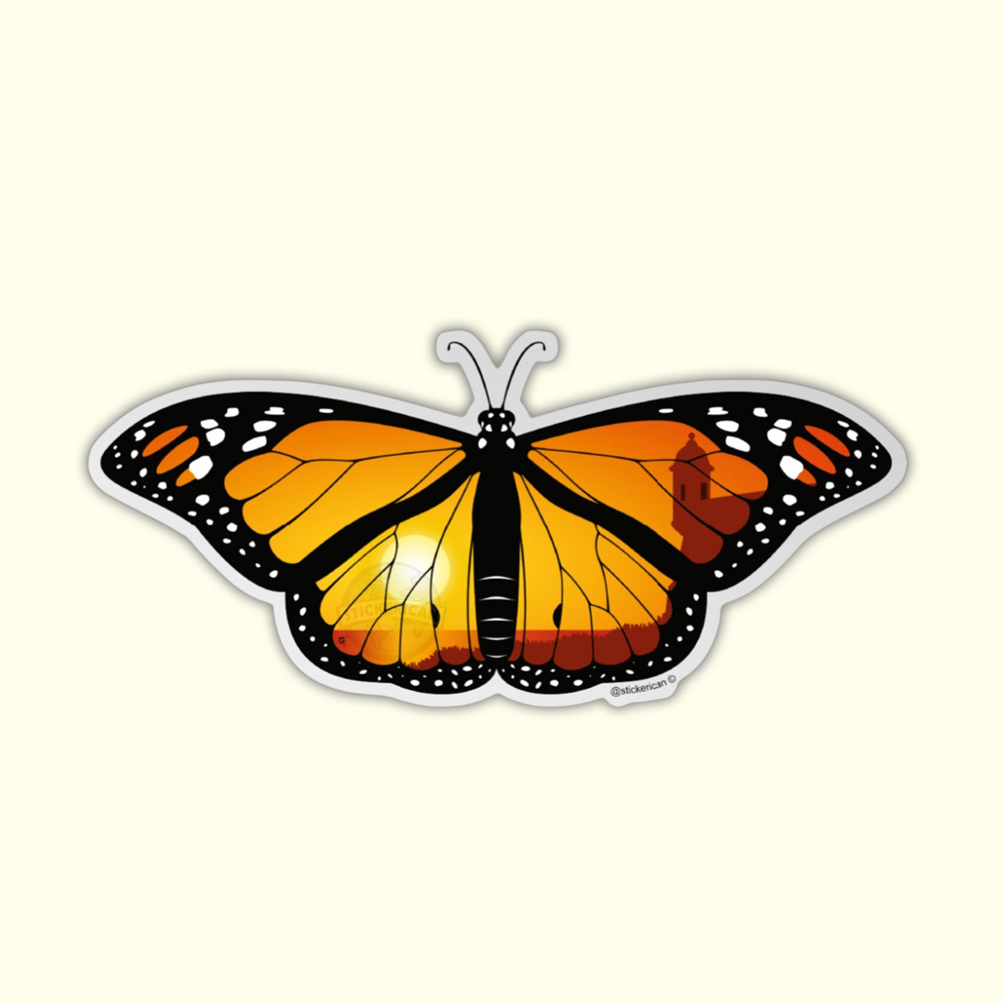 “Sunset Monarch" - Metallic Sticker