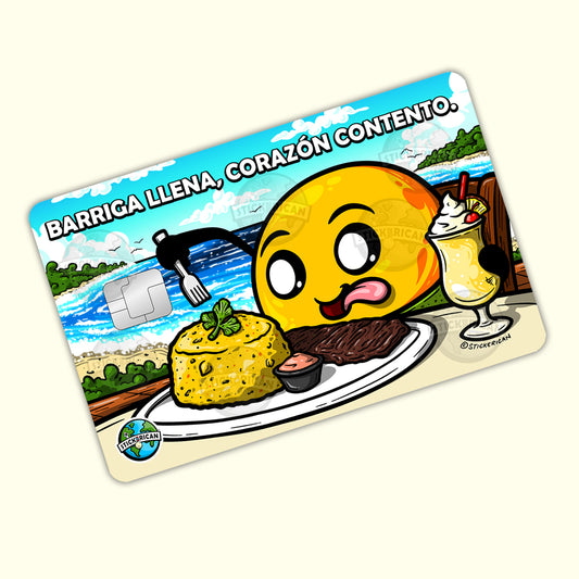 Barriga Llena, Corazón Contento - Sticker para Tarjeta de Crédito