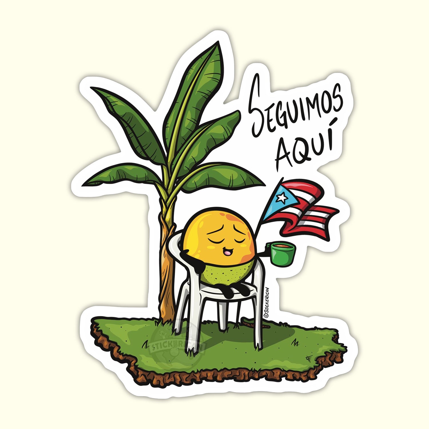 Queni en la Silla del Patio – Stickerican®