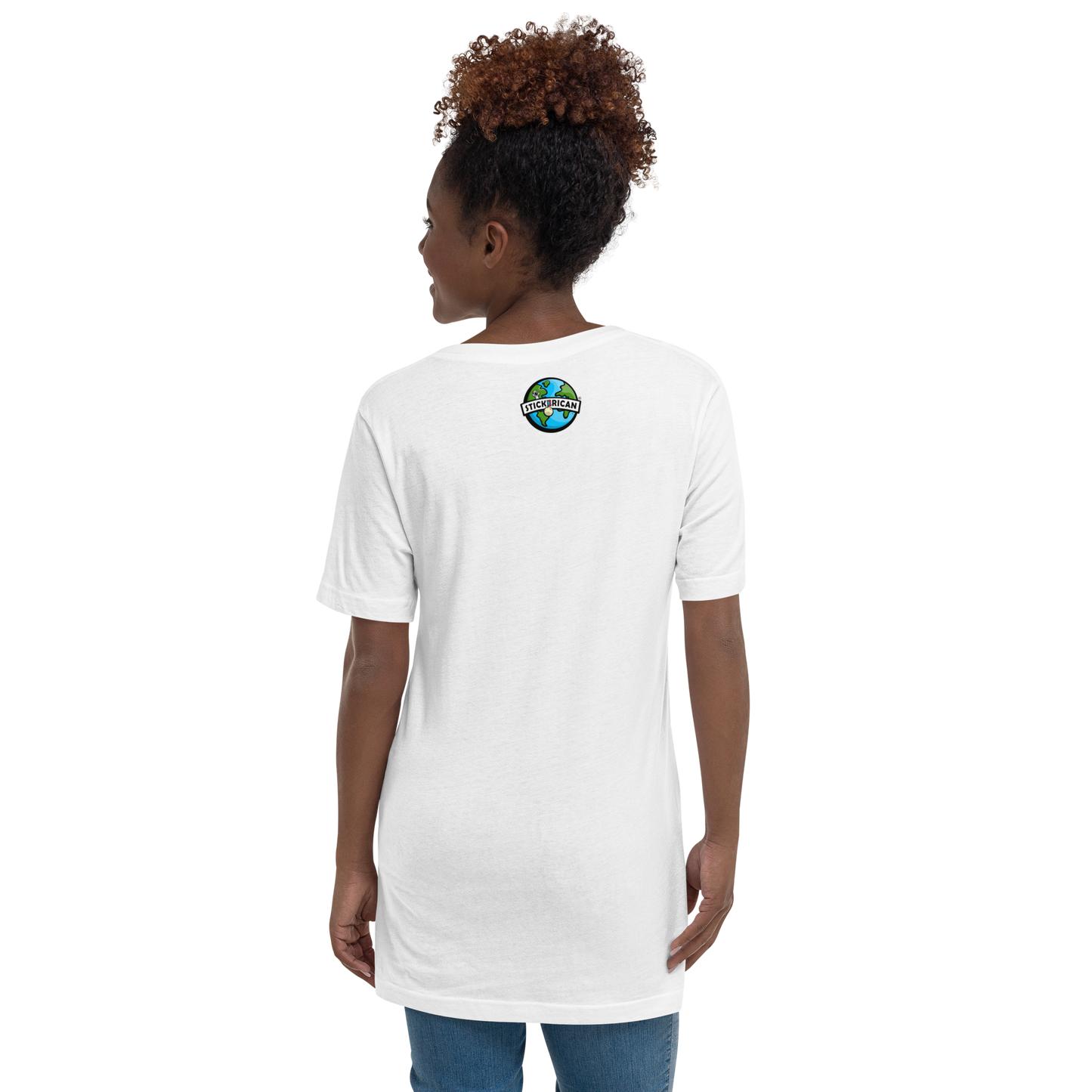 “Boricua en la Luna” Stickerican Edition - Unisex Short Sleeve V-Neck T-Shirt