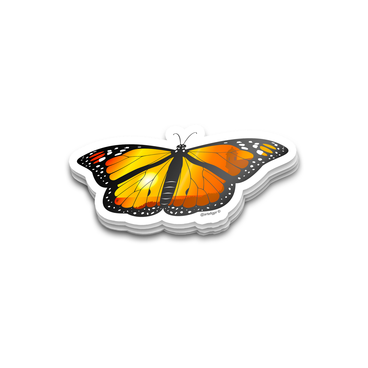 “Sunset Monarch" - Metallic Sticker